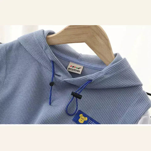 Kids’ Tracksuits - Patchwork Short Sleeve T-Shirt and Shorts Set - Boys and Girls Hoodie - Warms Hoodies